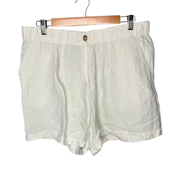 Madewell Linen-Blend Pull-On Pleated Shorts: Earth-Dyed Edition - Mint Botanical - Picture 4 of 12